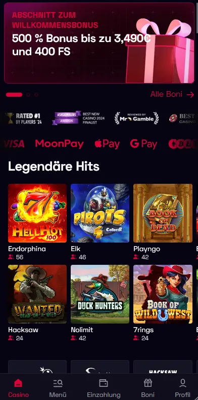 YBets Casino mobile Version – Alle Spiele im Browser auf Android und iOS