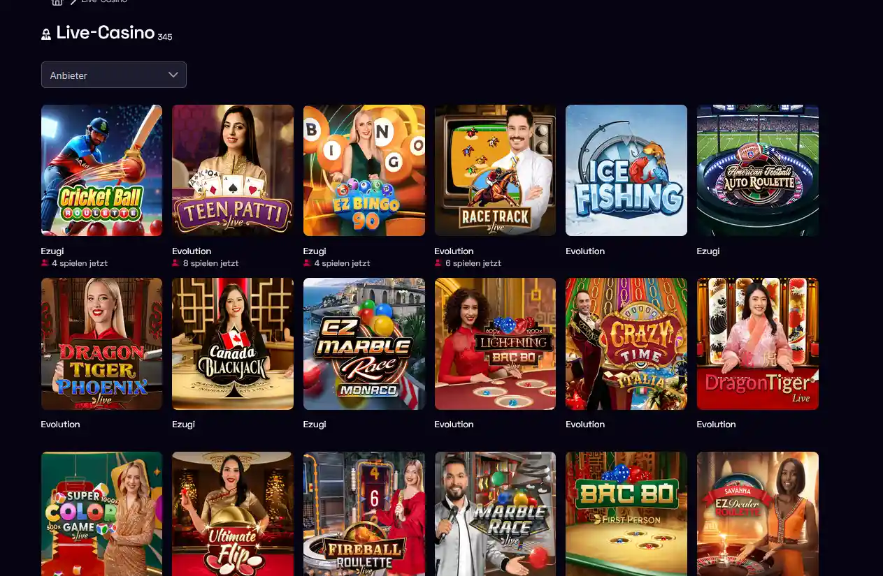 YBets Live Casino – Echtzeit-Tische von Evolution Gaming, Pragmatic Play Live und Ezugi