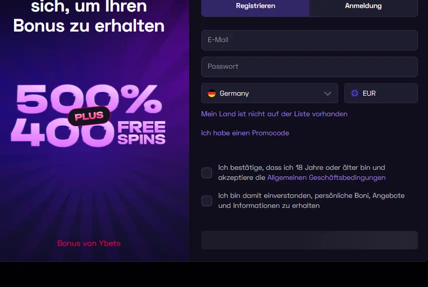 YBets Casino Registrierung – Konto in weniger als 2 Minuten erstellen